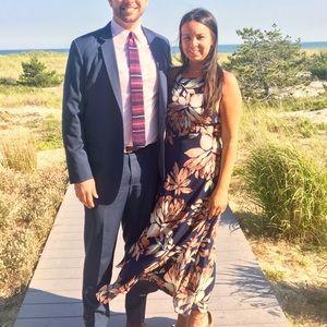 Lulus Floral Print Long navy dress